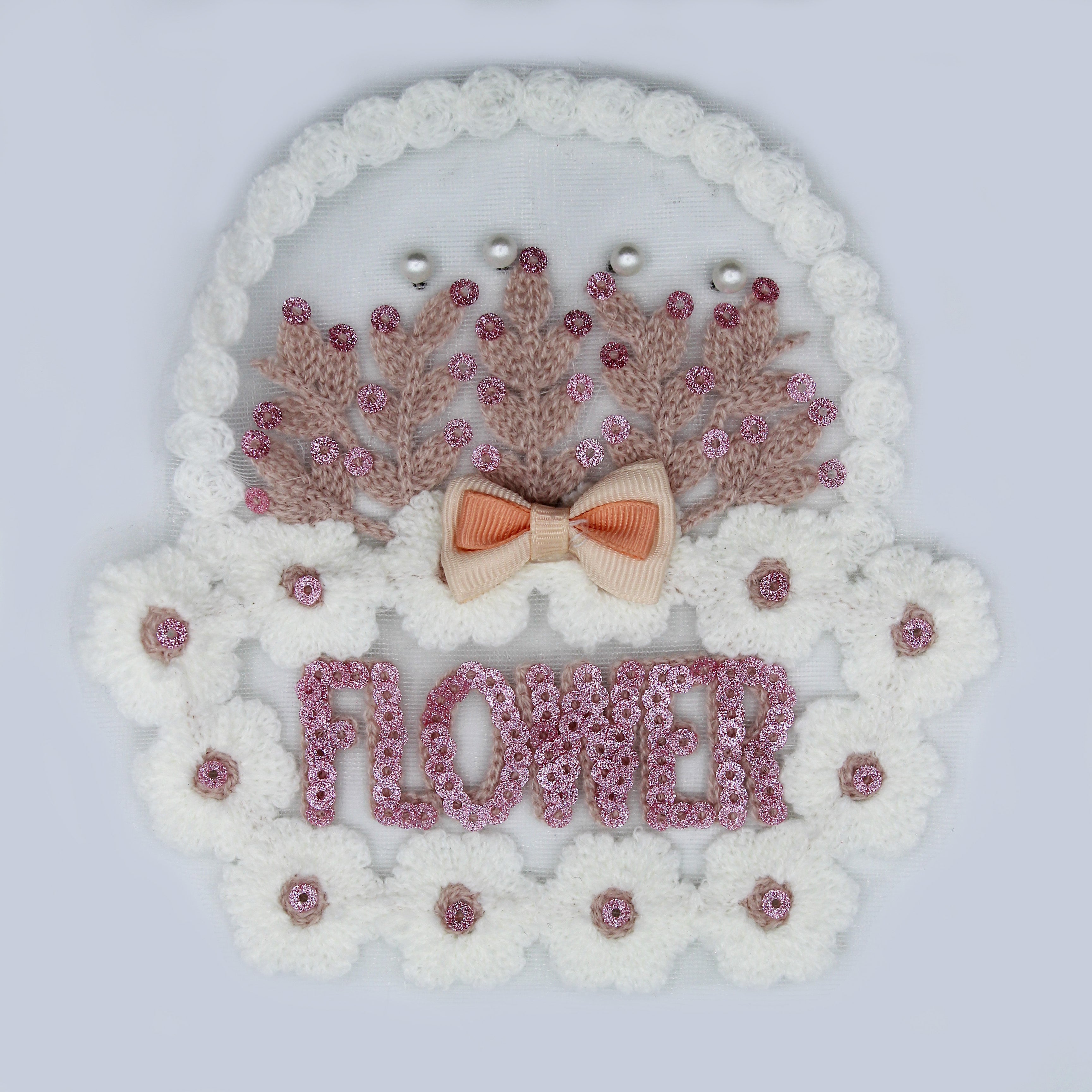 APLIQUE MANUAL ROSADO CON MOÑO FLOWER